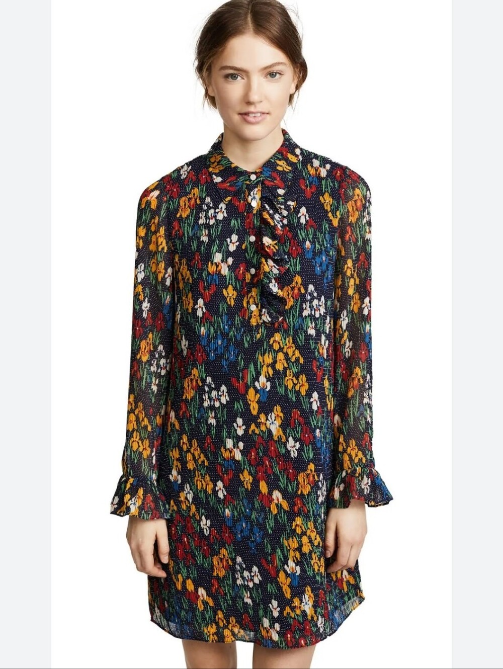 Tory Burch Livia Navy Iris Garden Print Dress Sz 8